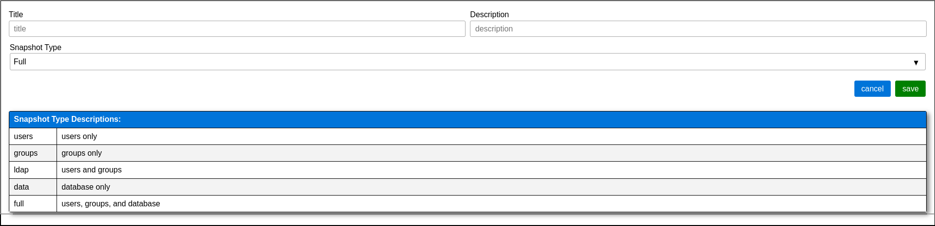 Snapshot Dialog
